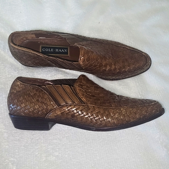 Vtg Cole Haan Basket Weave Loafer Womens 9 AA Brown‎ Leather Slip On - Picture 1 of 7